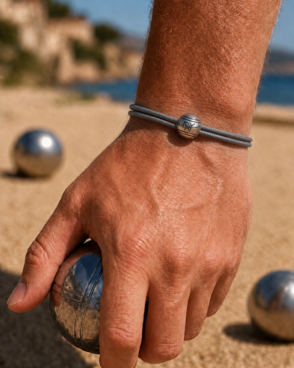Bracelet boule pétanque plaqué argent ou or