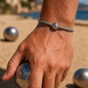 Bracelet boule pétanque plaqué argent